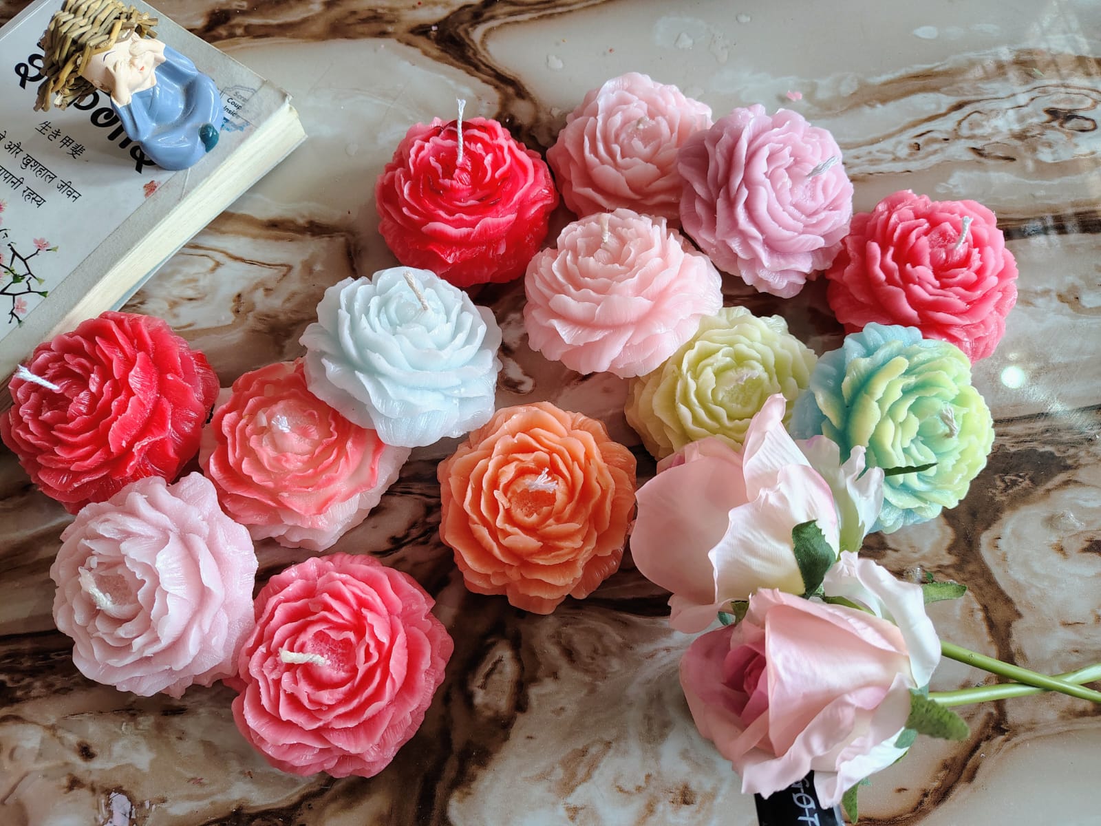 Assorted Colorful Rose Candle Set